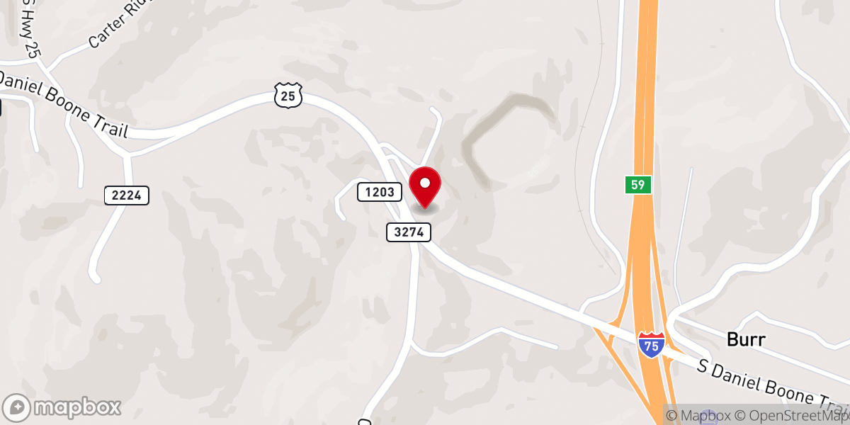 Map showing location of Chestnut Ridge Church of Christ