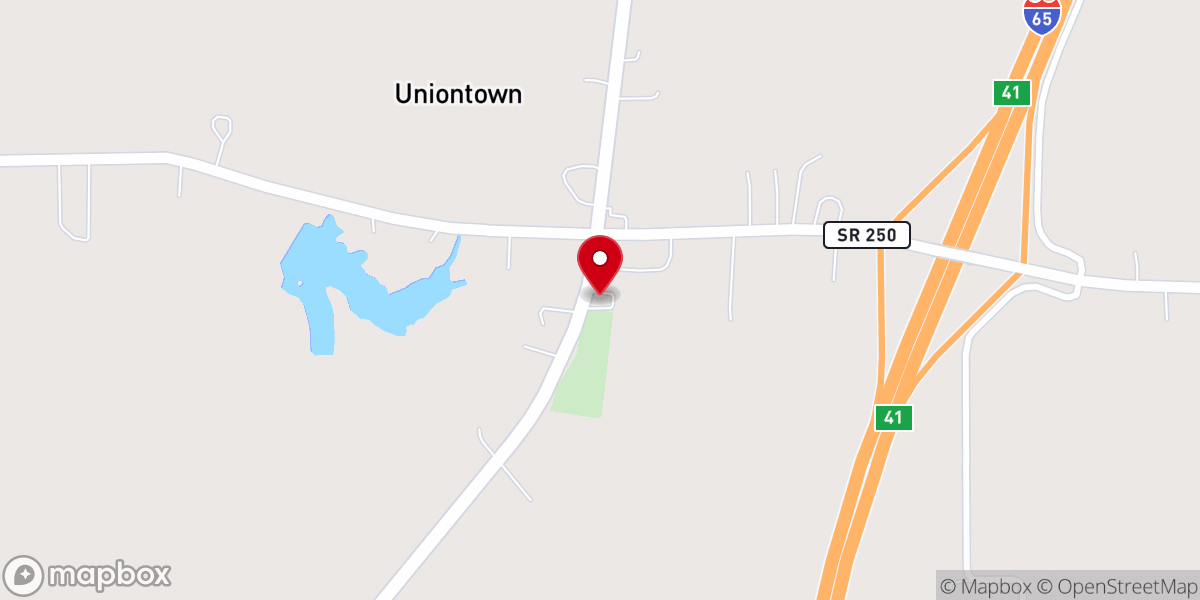 Map showing location of Uniontown Baptist Church