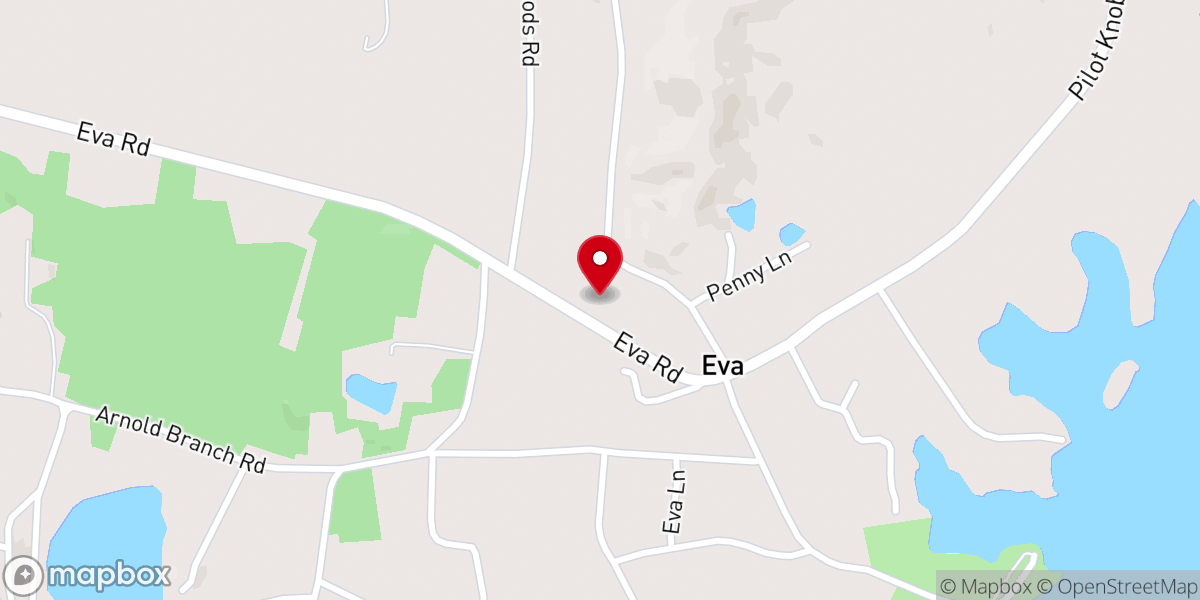 Map showing location of Eva Independent Baptist Church