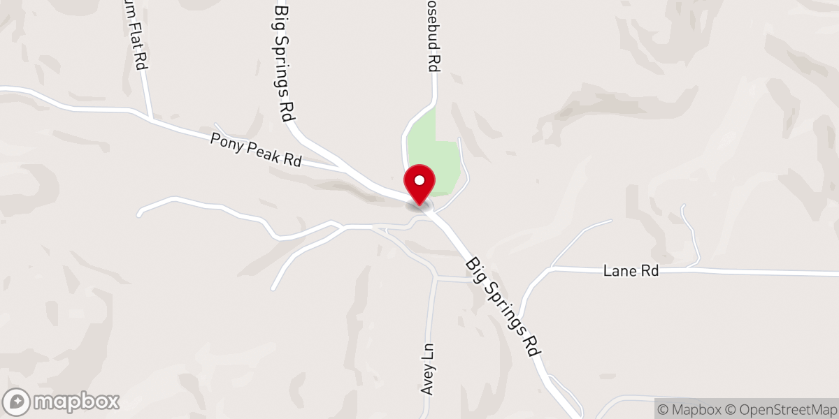 Map showing location of Big Springs Baptist Church