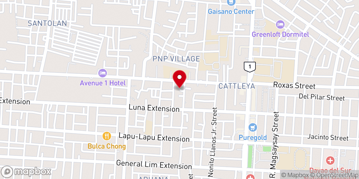 Map showing location of Digos City Church of Christ