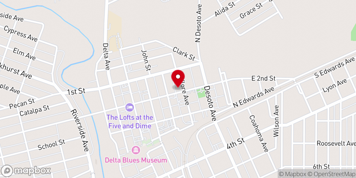 Map showing location of Clarksdale Methodist Church