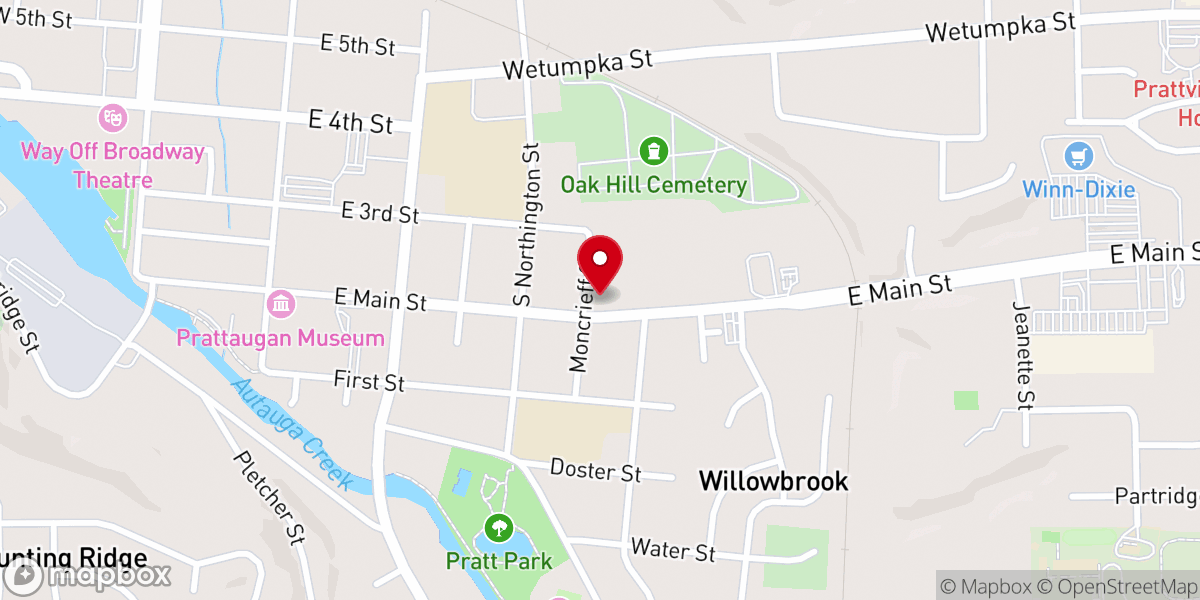 Map showing location of Ridout's-Brown-Service Prattville Chapel