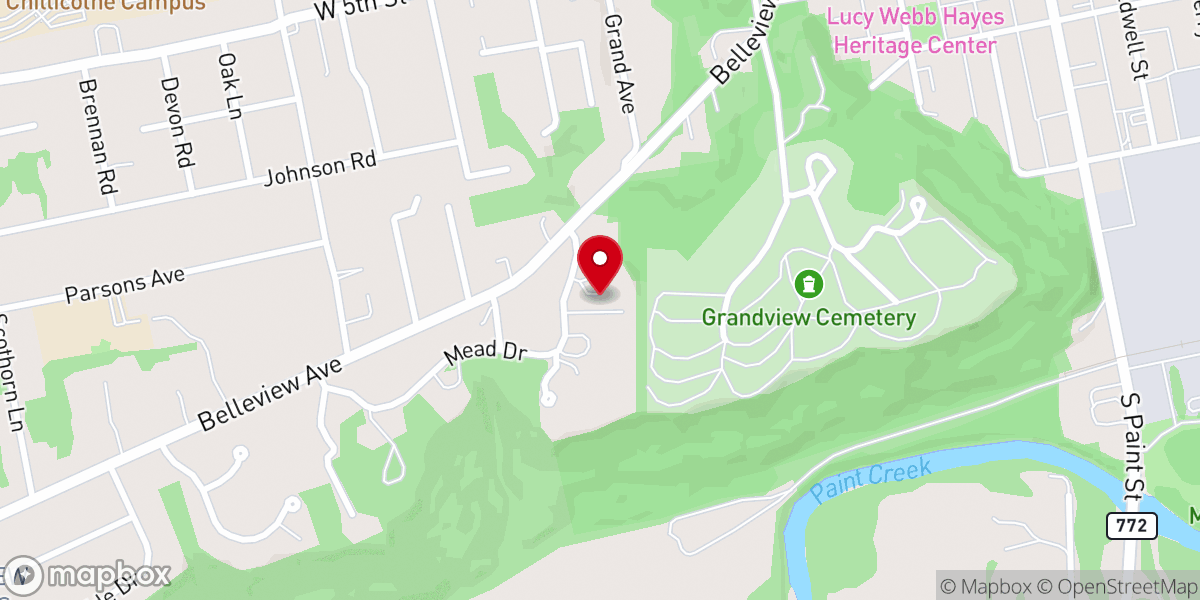 Map showing location of First Presbyterian Church of Chillicothe