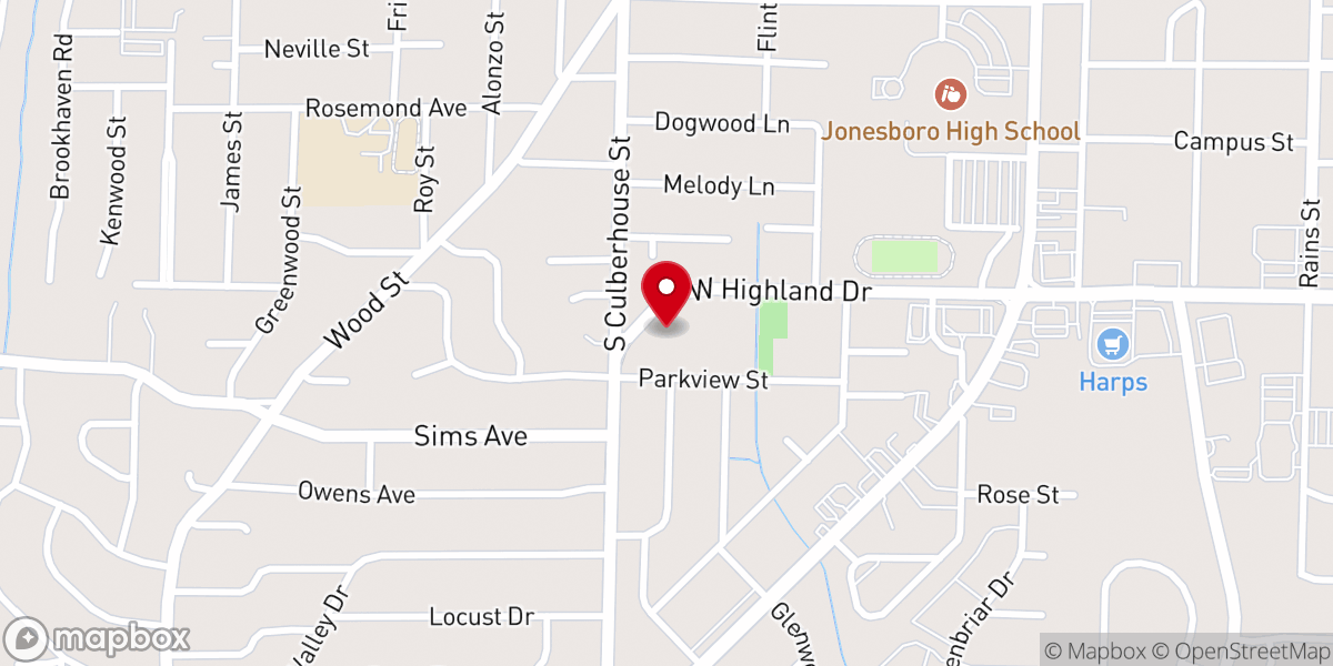 Map showing location of Highland Drive Christian Church