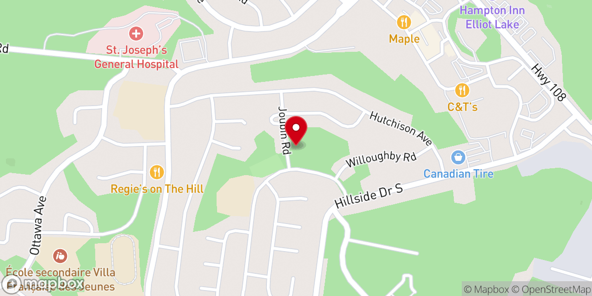 Map showing location of Elliot Lake Fellowship Baptist Church