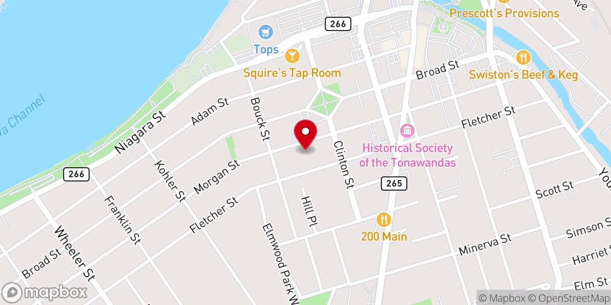 Map showing location of Tonawanda Methodist Church