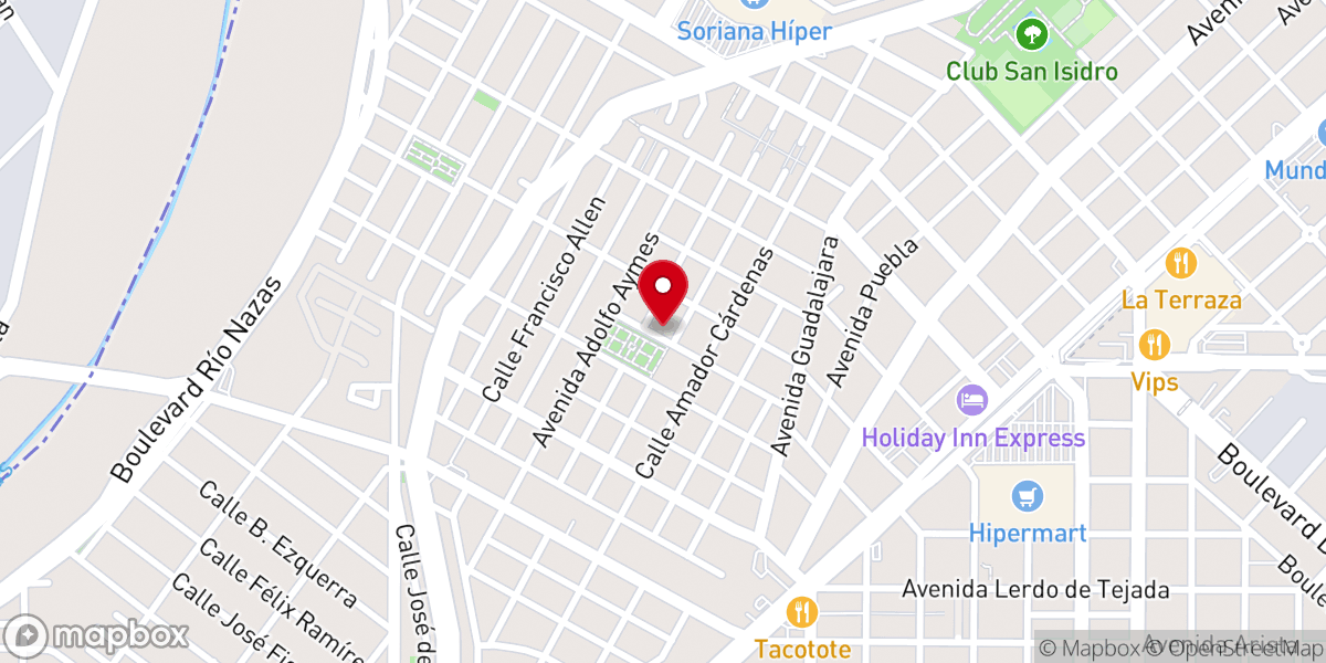 Map showing location of Parroquia de Nuestra Señora de Lourdes