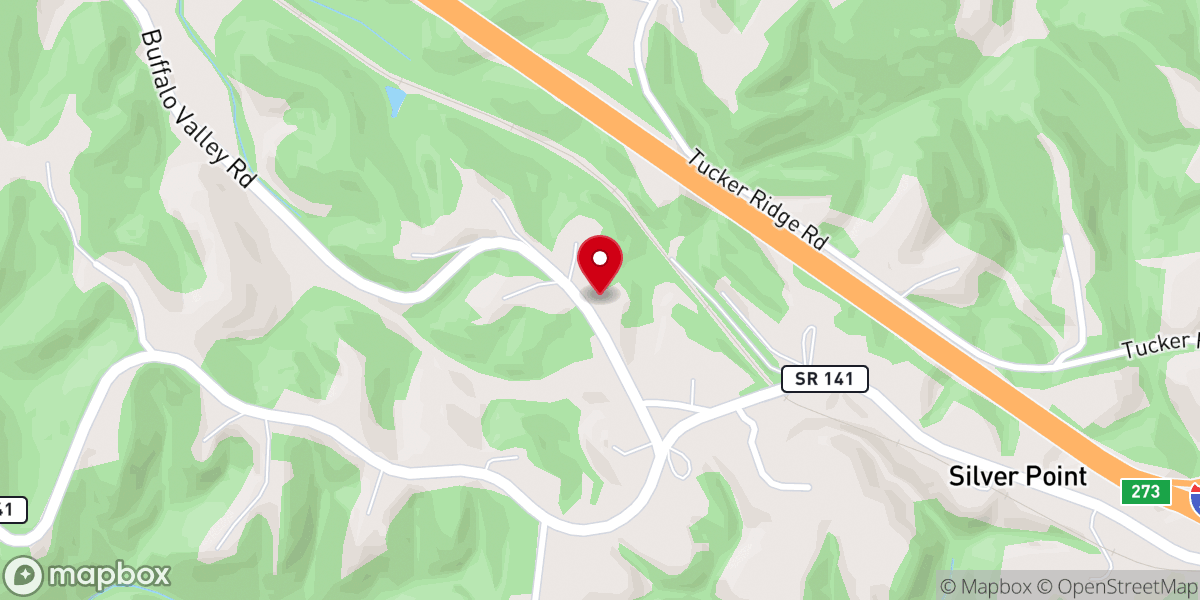 Map showing location of Silver Point Baptist Church