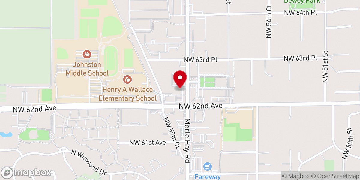 Map showing location of Johnston River Of Life United Methodist Church