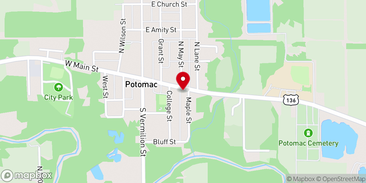 Map showing location of Potomac Church of the Nazarene