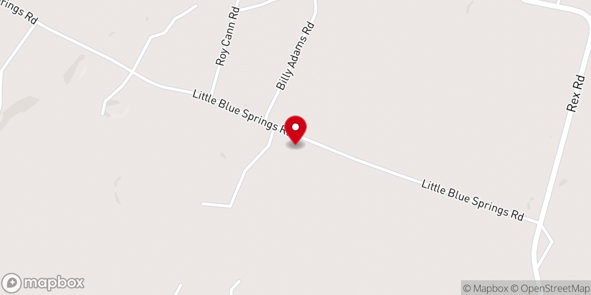 Map showing location of Little Blue Springs Church