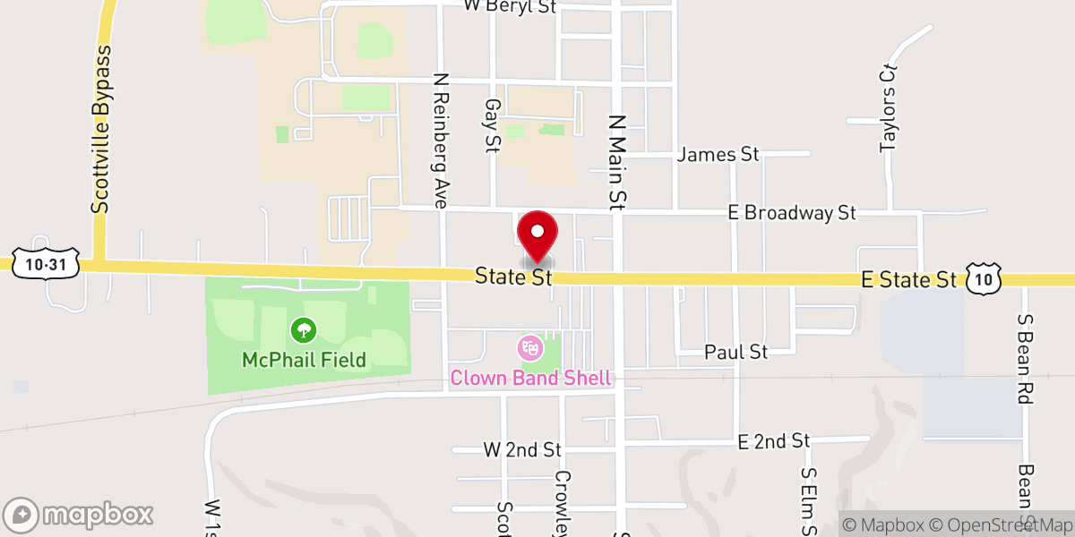 Map showing location of First Methodist Church of Scottville