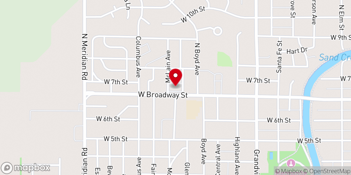 Map showing location of Meridian Baptist Church