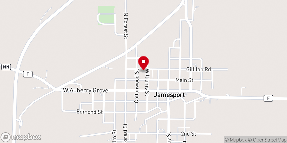 Map showing location of Jamesport Church of Christ