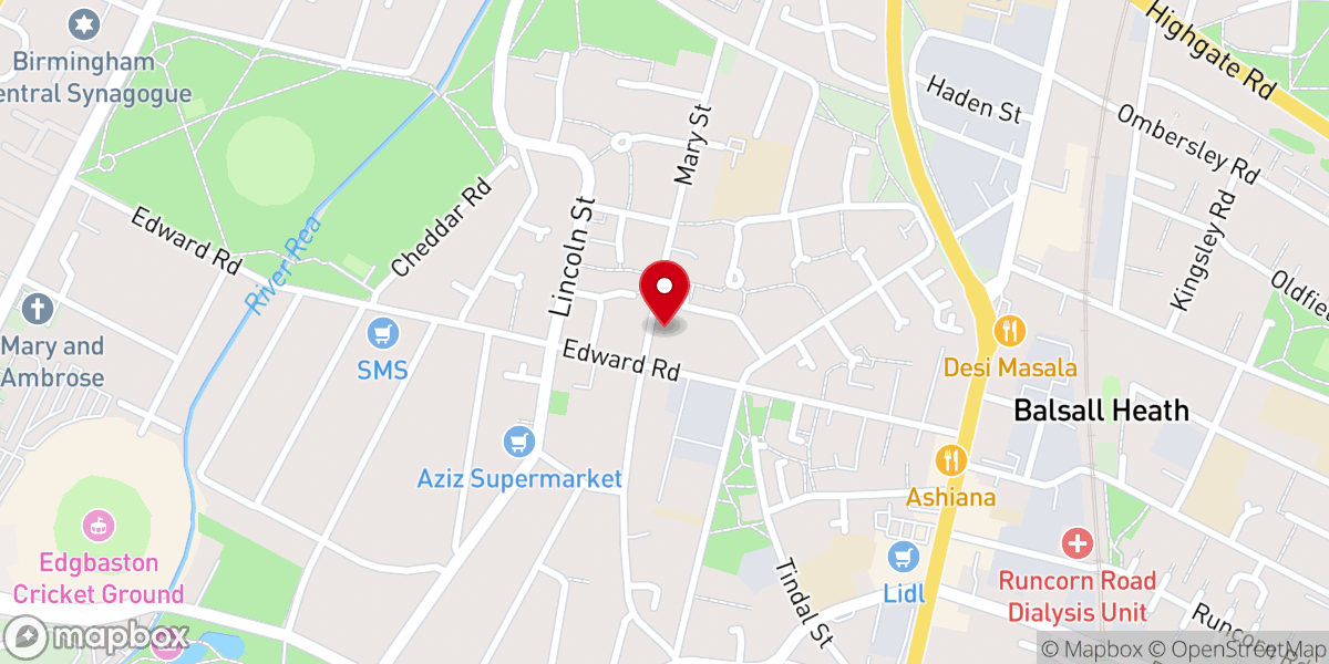 Map showing location of Balsall Heath Church Centre