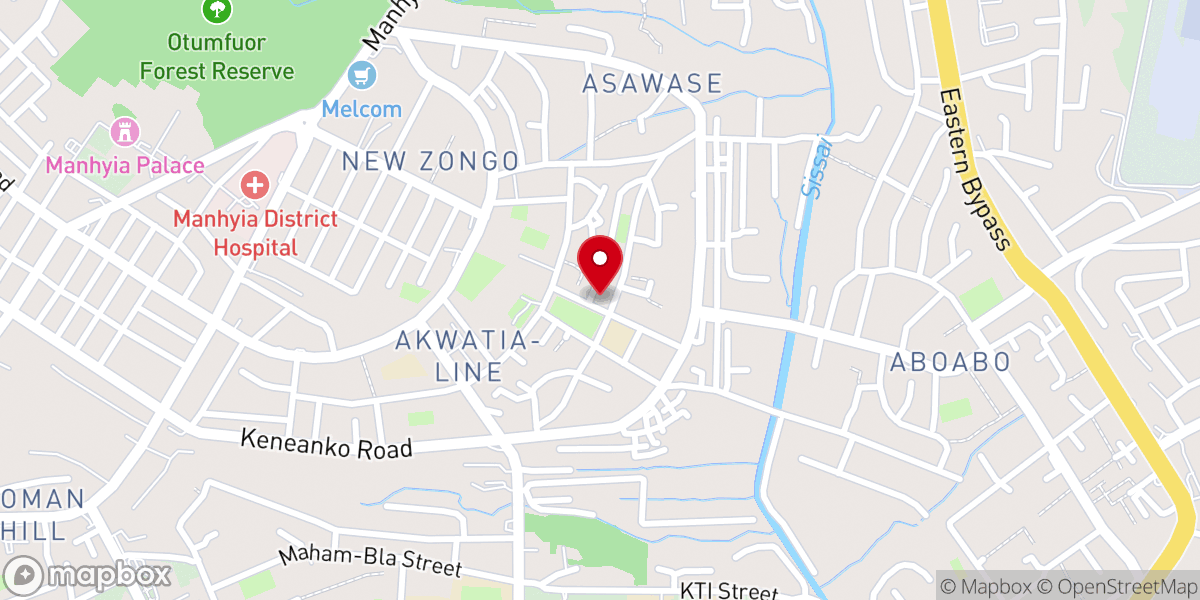 Map showing location of St. Peters Anglican Church, Asawasi