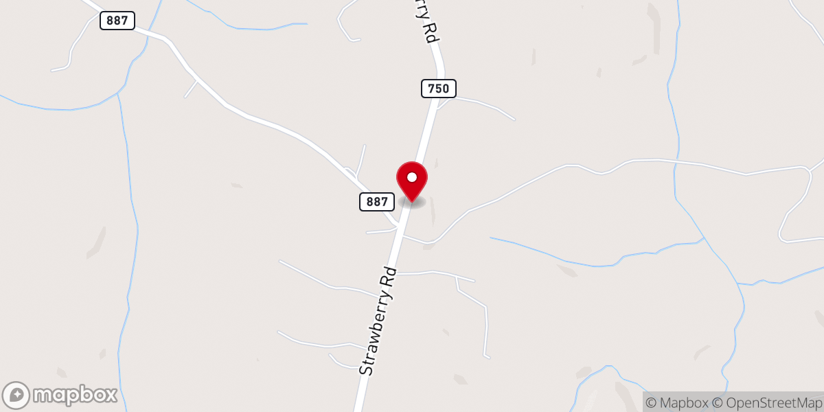 Map showing location of Strawberry Church