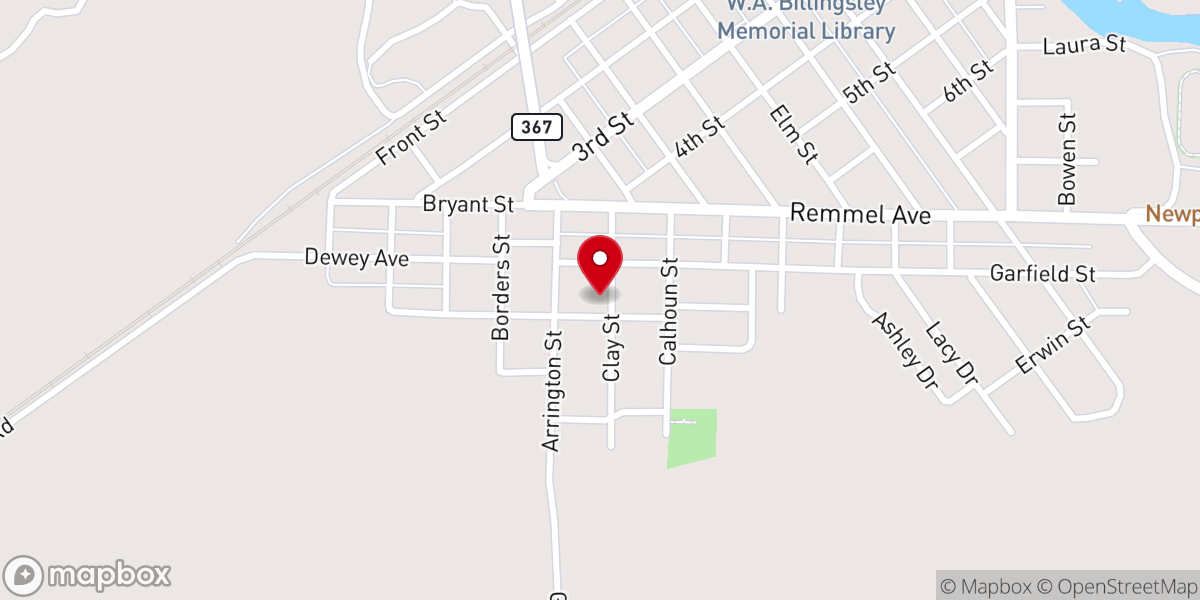 Map showing location of Browns Temple Church of God in Christ
