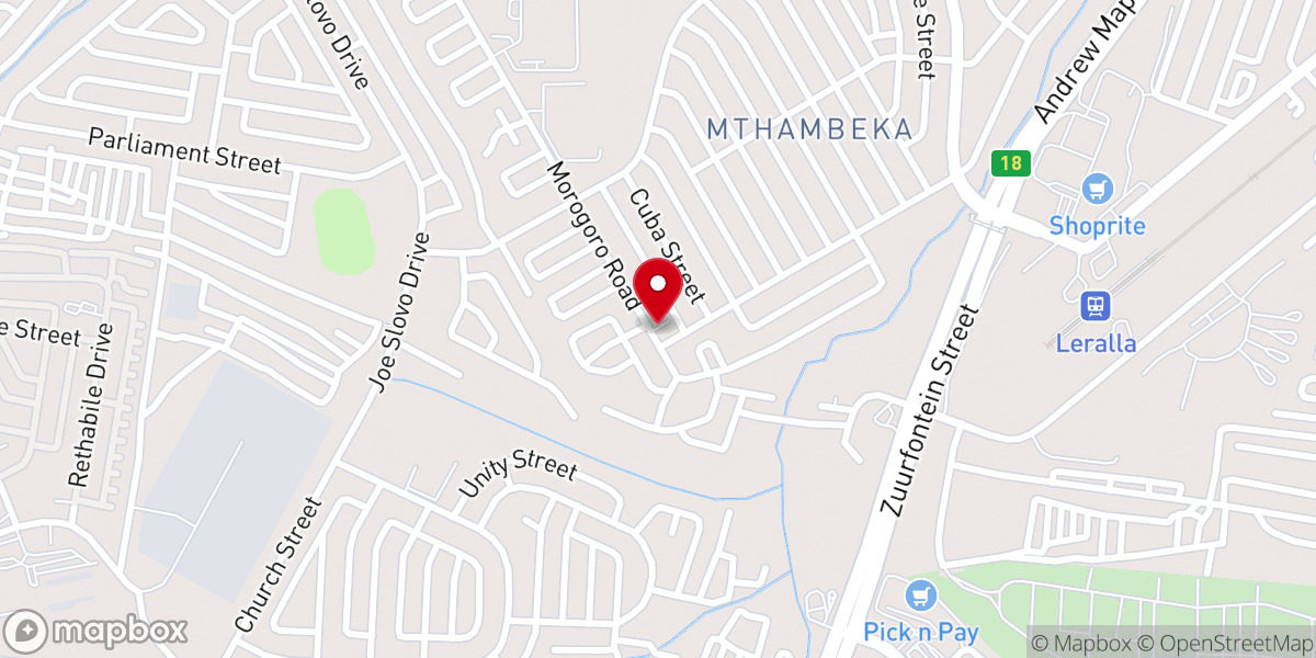 Map showing location of St. John's Apostolic Faith Mission, 111 Umthambeka