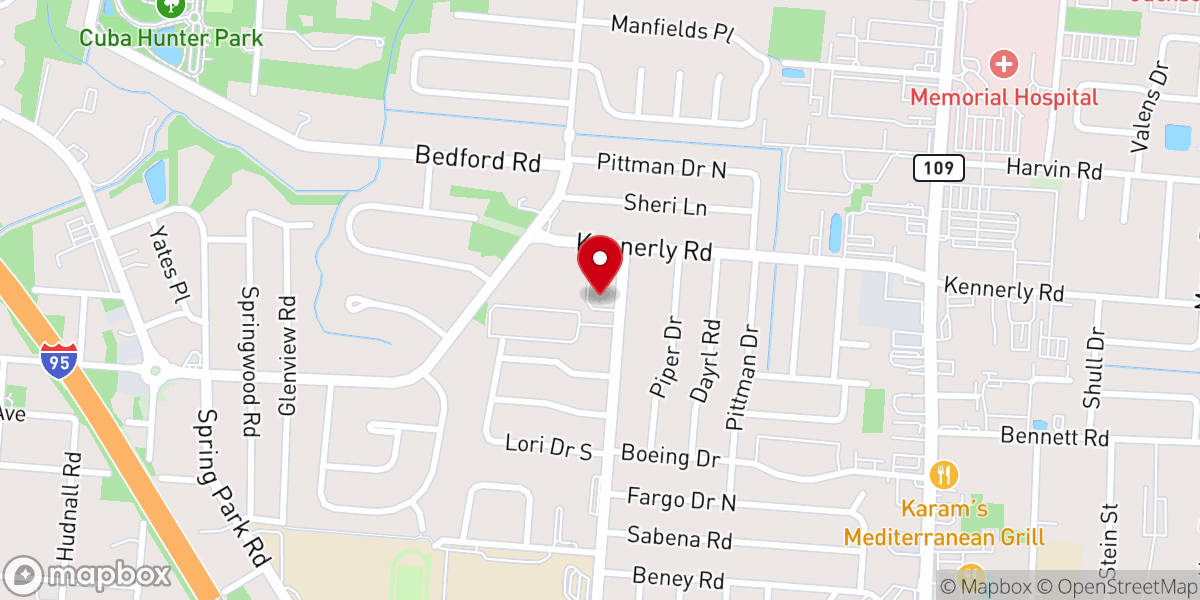 Map showing location of Calvin Presbyterian Church