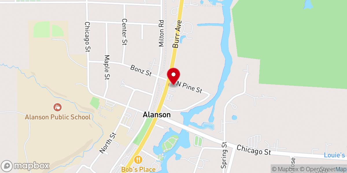 Map showing location of Alanson Community Church