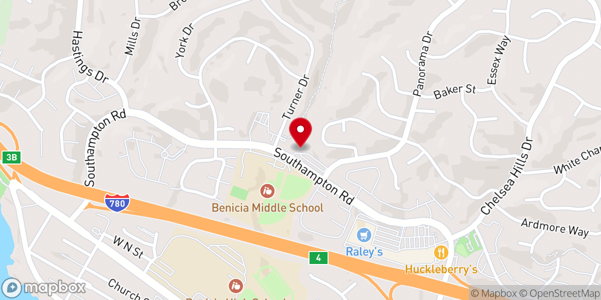Map showing location of First Baptist Church of Benicia