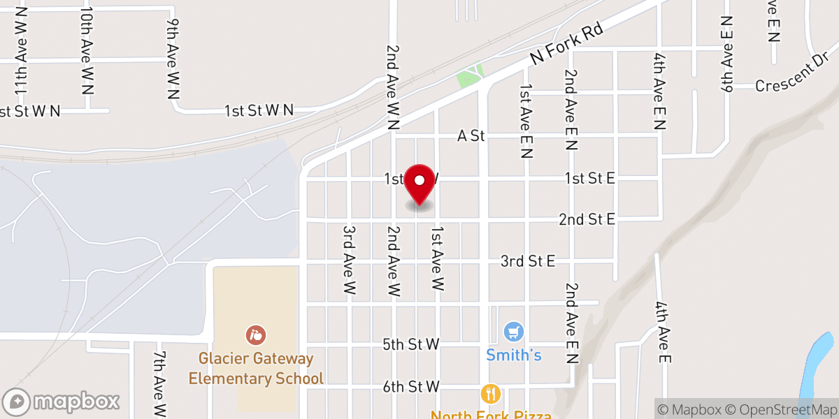 Map showing location of Columbia Falls United Methodist Church