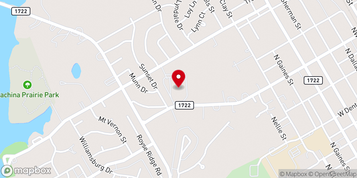 Map showing location of Tabernacle Baptist Church