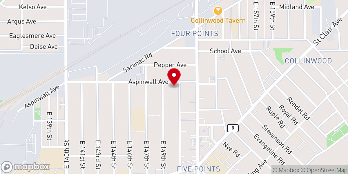 Map showing location of Collinwood Congregational Church