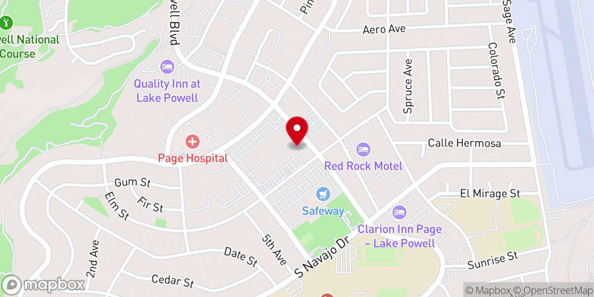 Map showing location of Page Lake Powell Hub