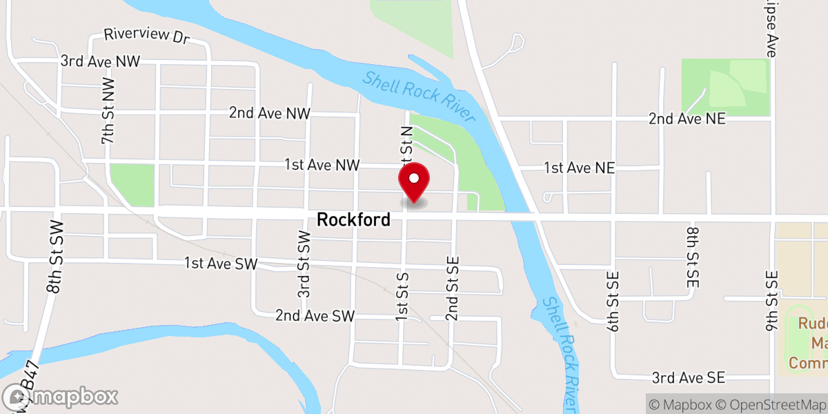 Map showing location of Floyd County- Rockford, Iowa Freedom Rock