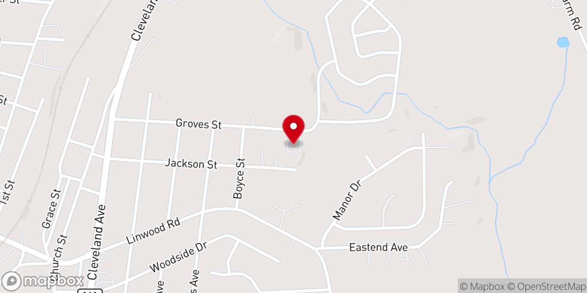 Map showing location of Peoples Baptist Church