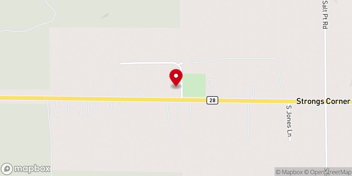 Map showing location of Community Bible Church Strongs, Eastern UP of Michigan