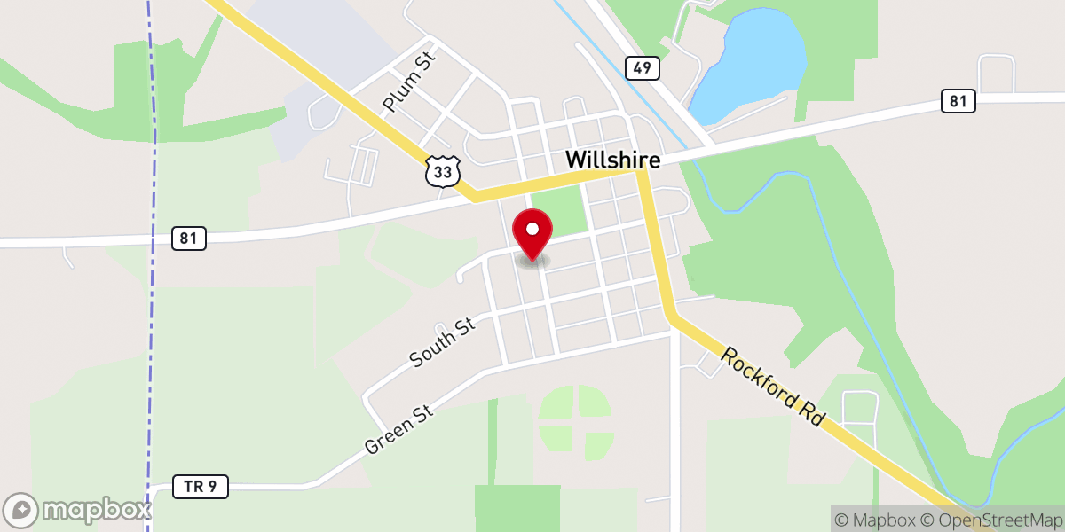 Map showing location of Willshire United Methodist Church