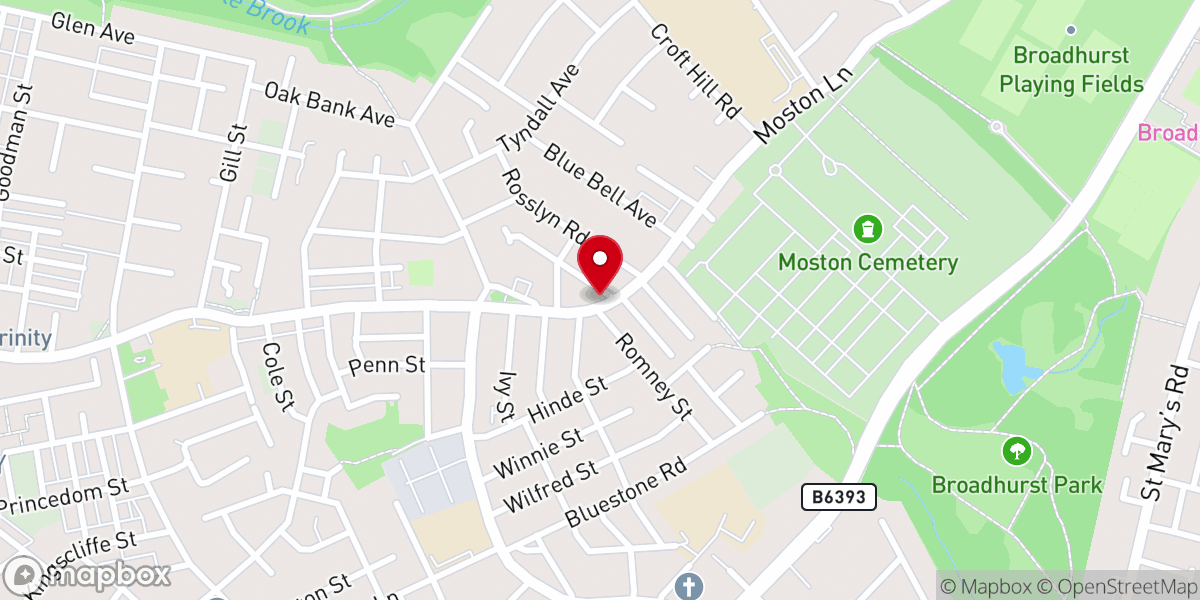 Map showing location of Moston Methodist Church