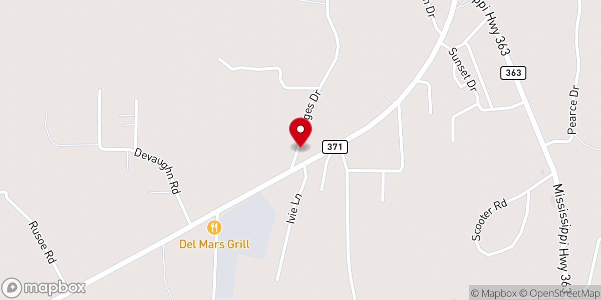Map showing location of First Pentecostal Church of Mantachie