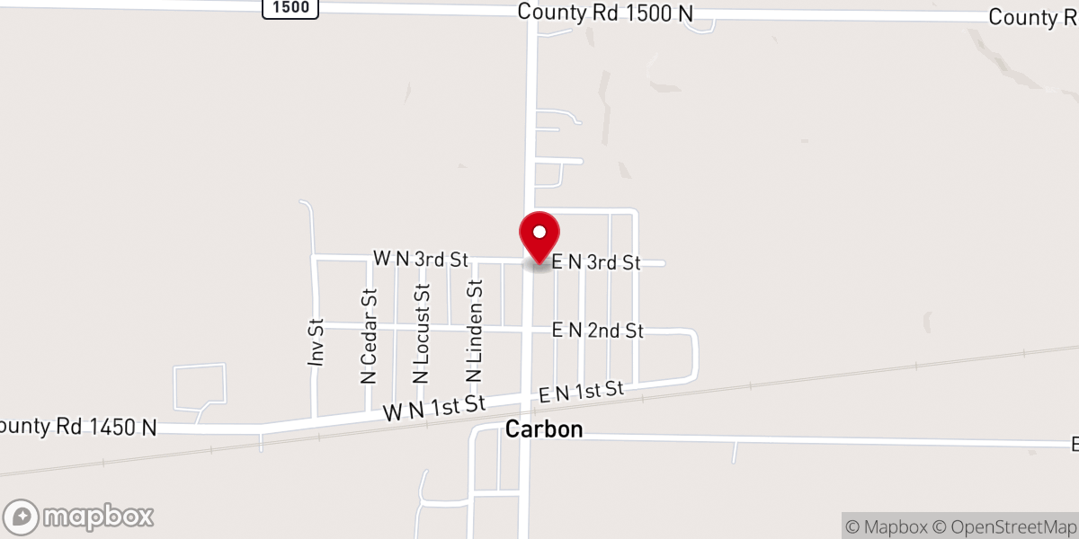 Map showing location of Carbon United Methodist Church
