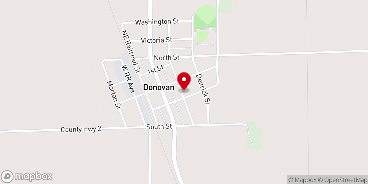 Map showing location of Donovan United Methodist Church