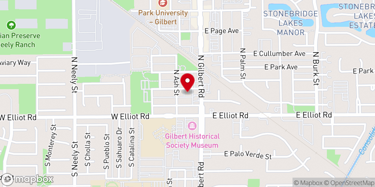 Map showing location of St. Thomas the Apostle Byzantine Catholic Church in Gilbert, AZ