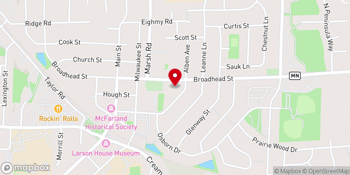 Map showing location of McFarland United Church of Christ