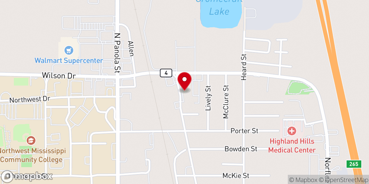 Map showing location of Senatobia District of the United Methodist Church
