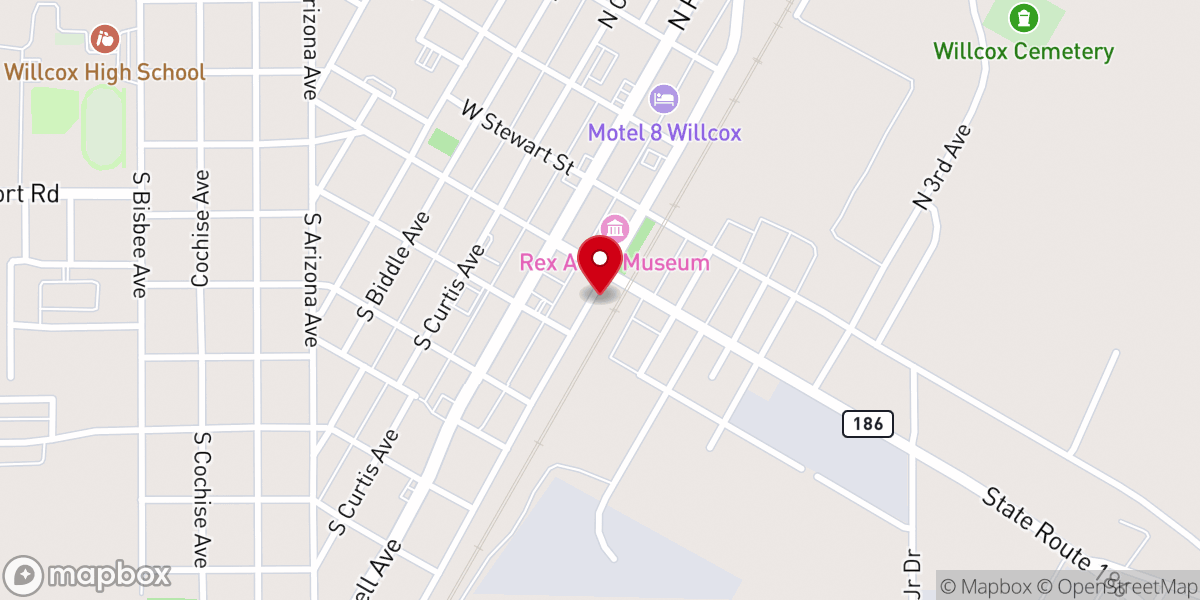 Map showing location of City of Willcox