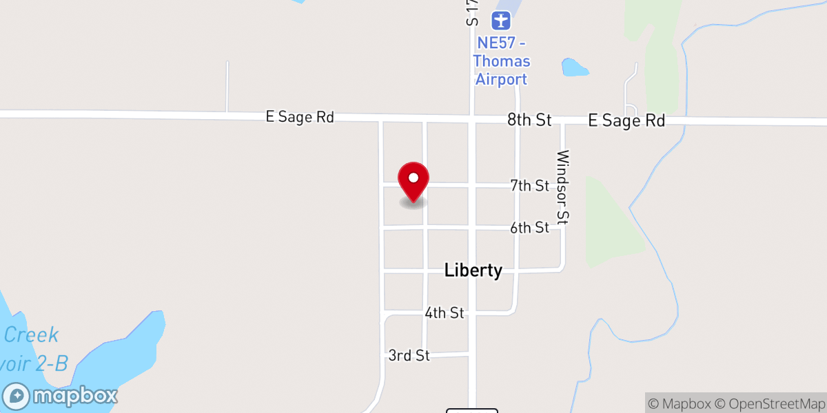 Map showing location of Liberty Christian Church