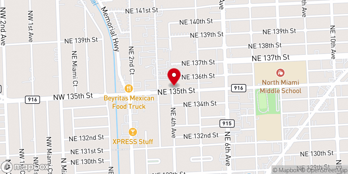 Map showing location of North Miami Christian Church
