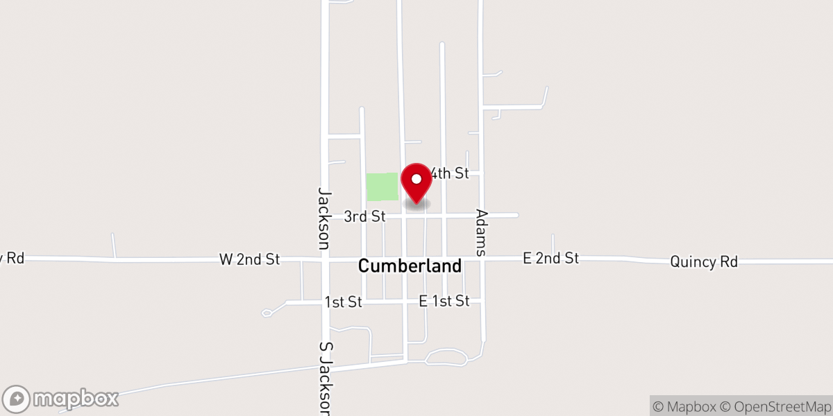 Map showing location of Cumberland First Baptist Church