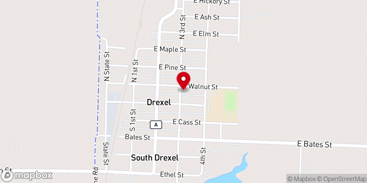 Map showing location of Drexel United Methodist Church - Food Distribution Center