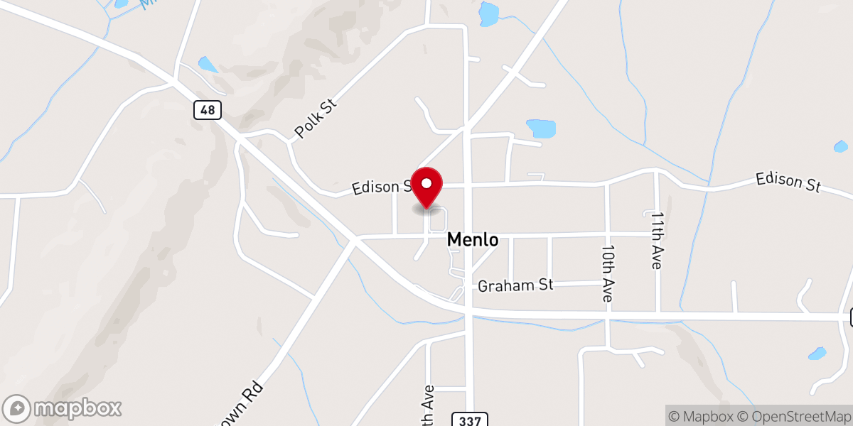 Map showing location of Menlo Presbyterian Church