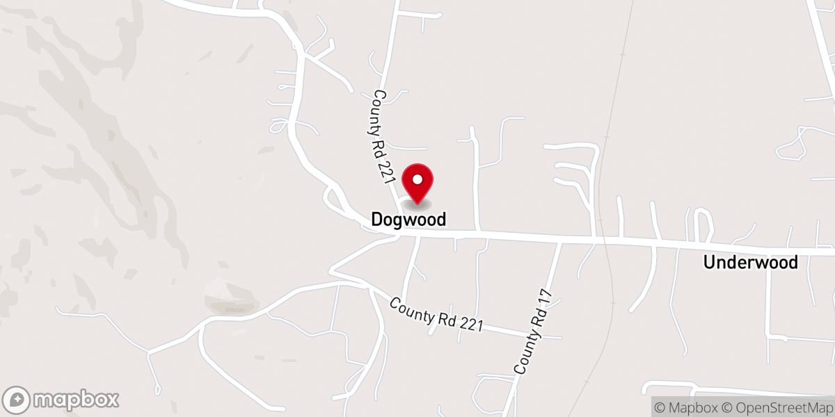 Map showing location of Dogwood Baptist Church