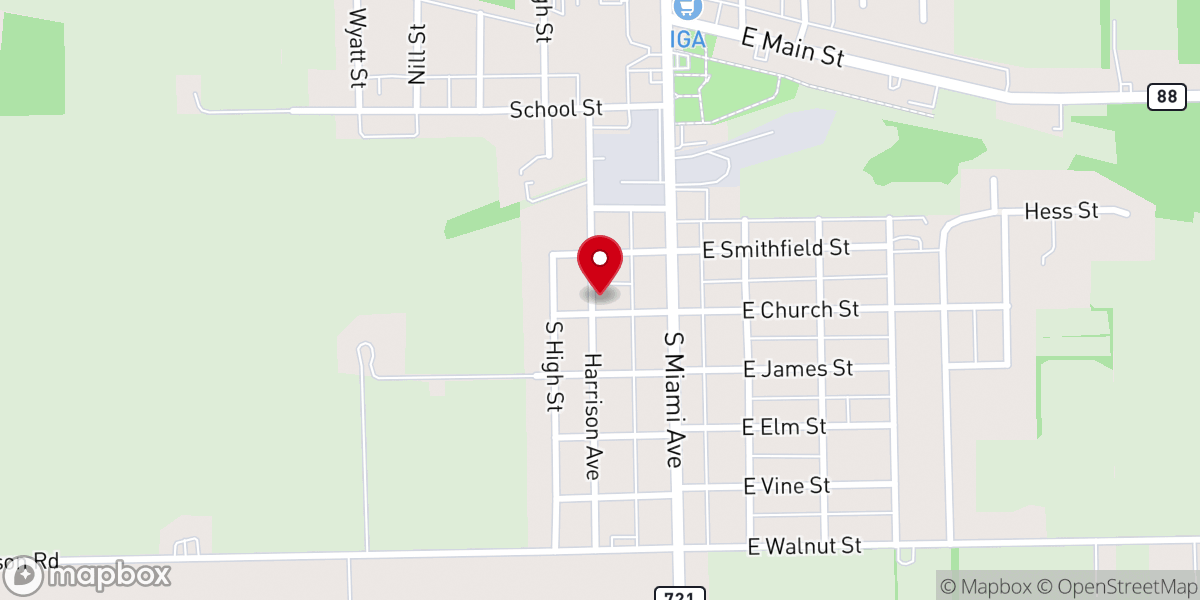 Map showing location of Bradford Pilgrim Holiness Church